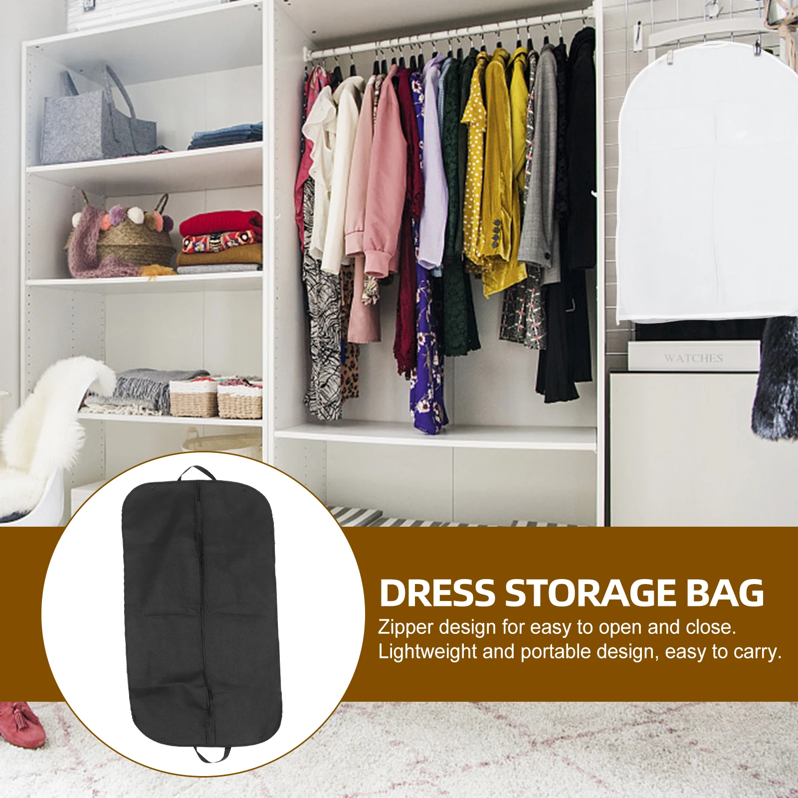 

2 Pcs Coat Storage Bag Suit Cover Dustproof Garment Bags Hanging Clothing Dress for Travel Formal Thicken