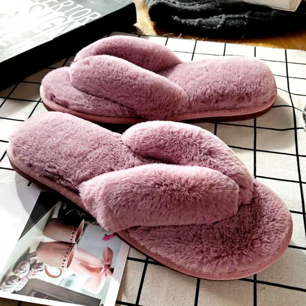 Women Slippers Flat Home Flip Flops Plush Comfortable  Great Warm Home Flip Flops