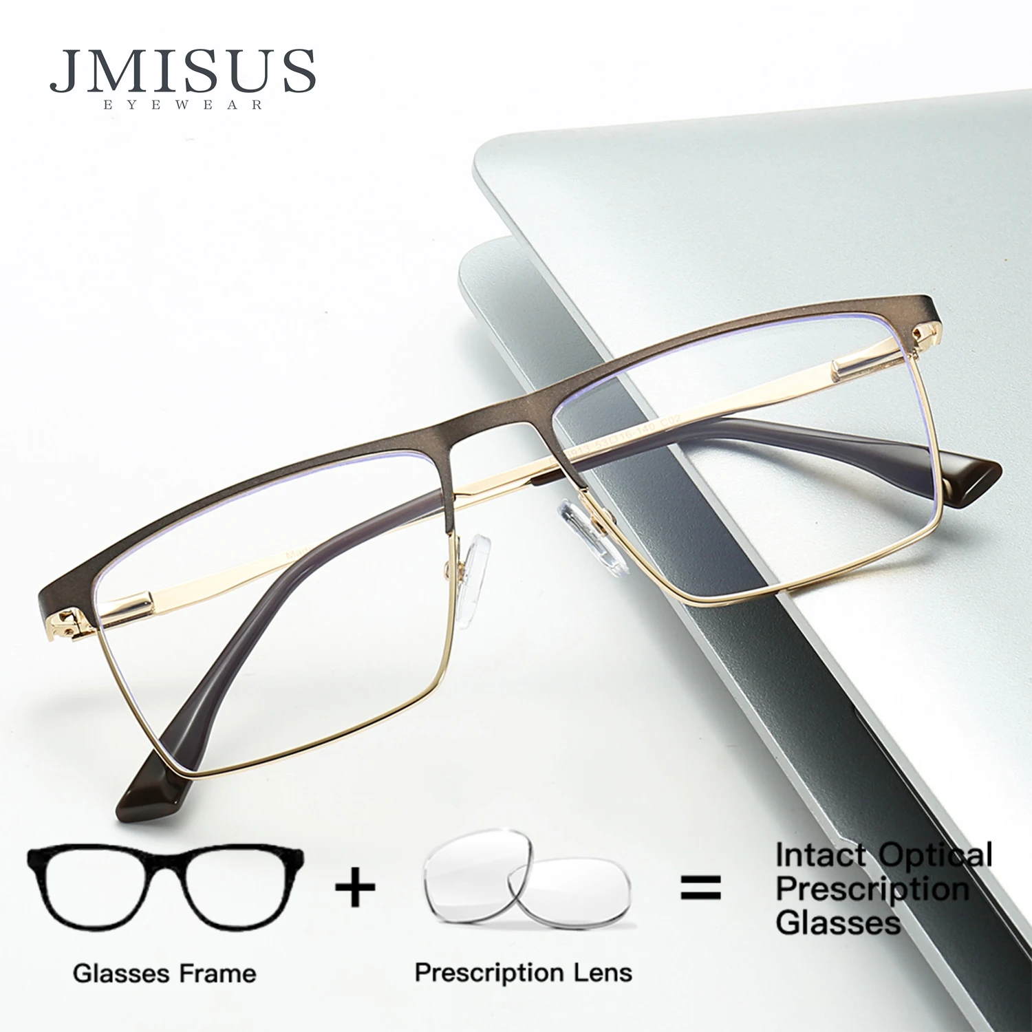 

JMISUS High-quality Metal Square Prescription Glasses Man Half-frame Optical Eyeglasses for Anti Blue Light Photochromic