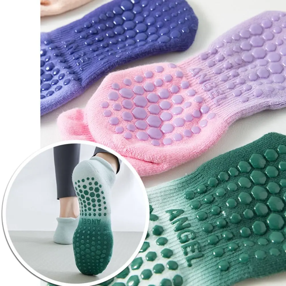 Fashion Cotton Yoga Socks Silicone Gradient Color Women Socks Low-Cuff Non-slip Pilates Sock