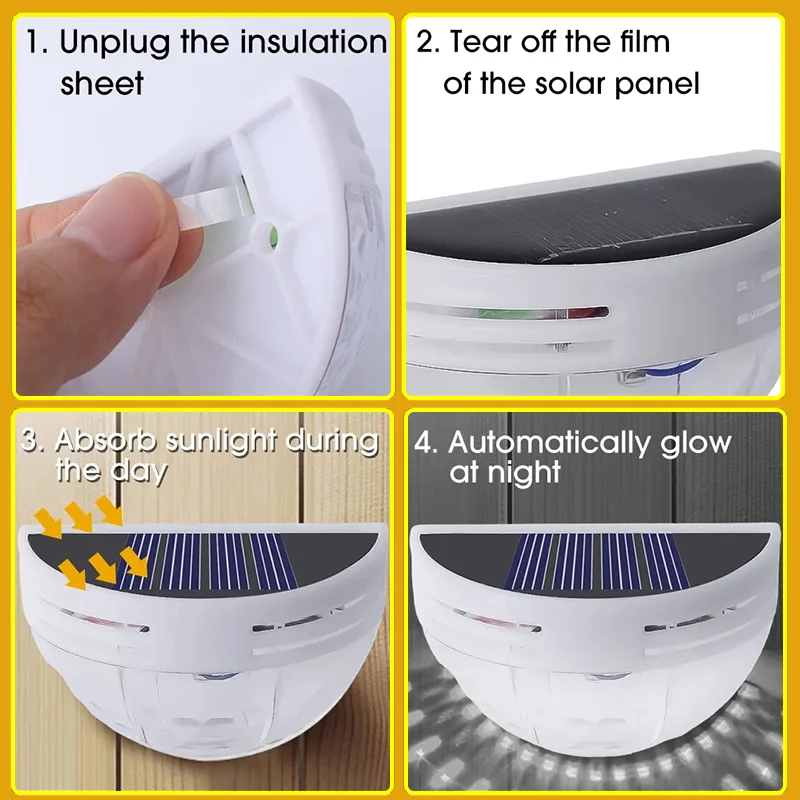 1 шт., водонепроницаемый настенный светильник с солнечной батареей
