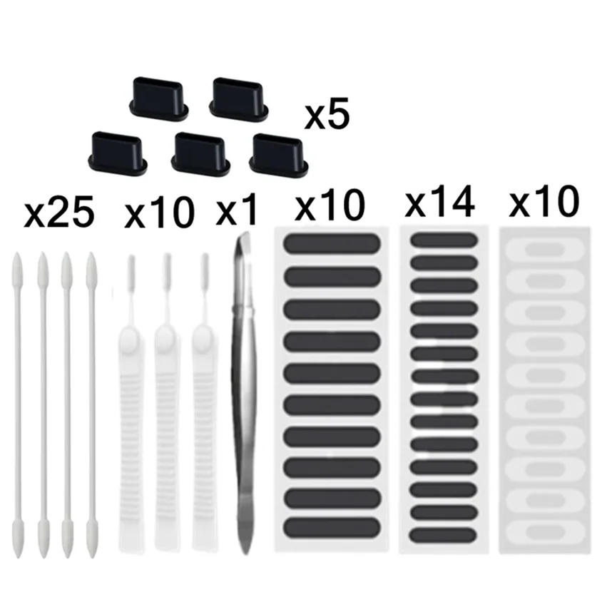 범용 휴대폰 스피커 먼지 플러그 메쉬 스티커, 아이폰 15, 14 프로, 삼성 Mi 충전 포트, 보호대 청소 브러시 키트