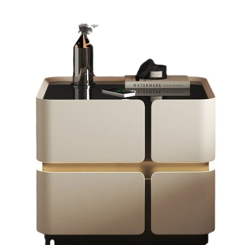 New Italian light luxury solid wood bedside table, bedroom home modern simple bedside storage cabinet