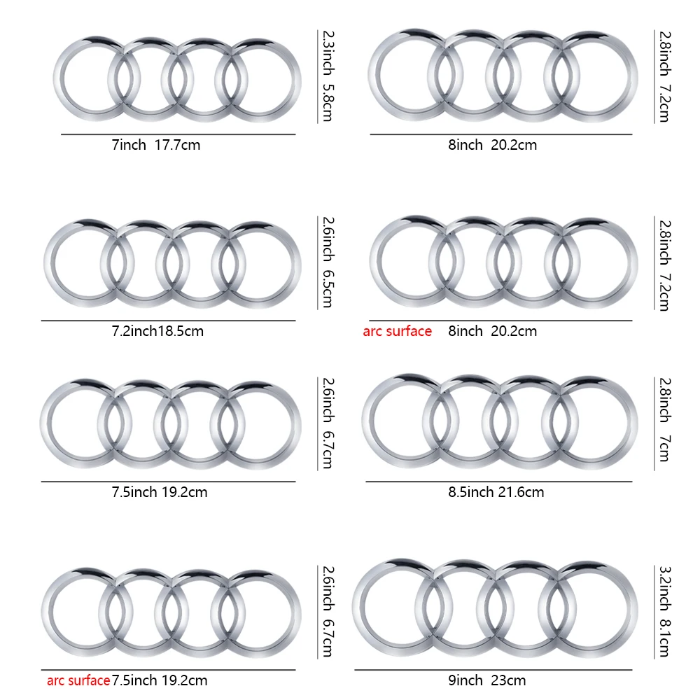 Picture 6: For Audi A4 A3 A5 A6L A7 A4L Q3 Q5 Q2L Q7 Q8 Sportback ABS Auto Emblem 4 Ring Car Front Grille Rear Trunk Decoration Accessories
