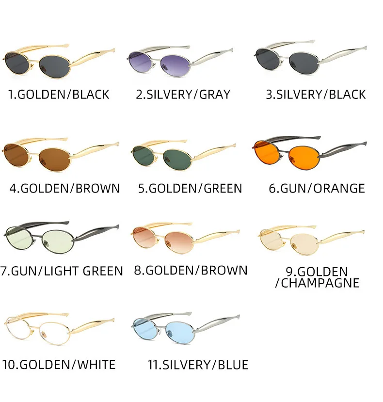 Metall Kleine Ovale Sonnenbrille Frauen Neue Vintage Marke Designer Mode Runde Goggle Sonnenbrille Weibliche Trends Shades Brillen UV400 – Detail 7
