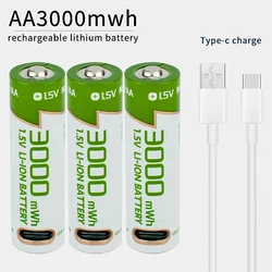 New 1.5V AA Rechargeable battery lithium 3000mWh battery environment protection High quality batteries USBTYPE-C direct charging