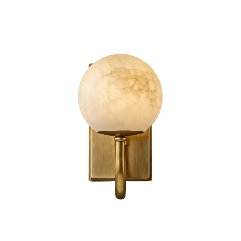 Retro Brass Luxury Marble Wall Lamp Warm White for Bedroom Headboard Porch Living Room Home Decoration