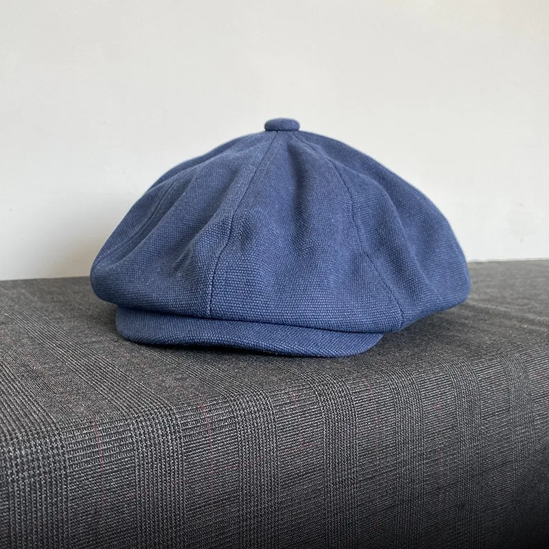 Canvas Octagonal Hat, Men Women British Painter Beret, Spring Autumn Large Head Size Face-Friendly Cap