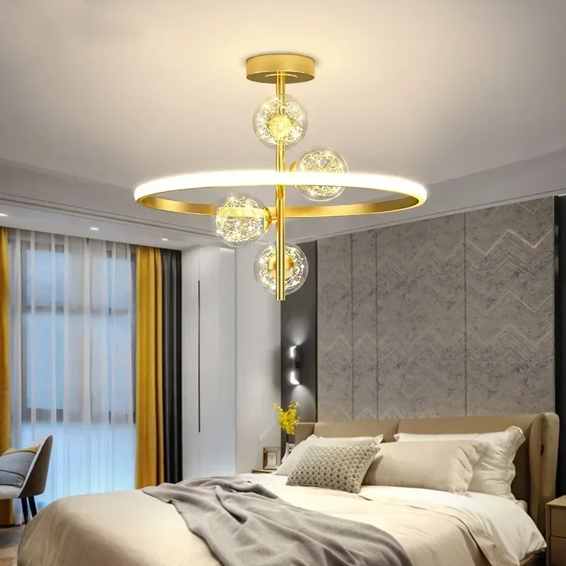 

Lustre stars ceiling light Led Chandelier Black&Gold Cring light for Bedroom Living room Dining room kitchen island light