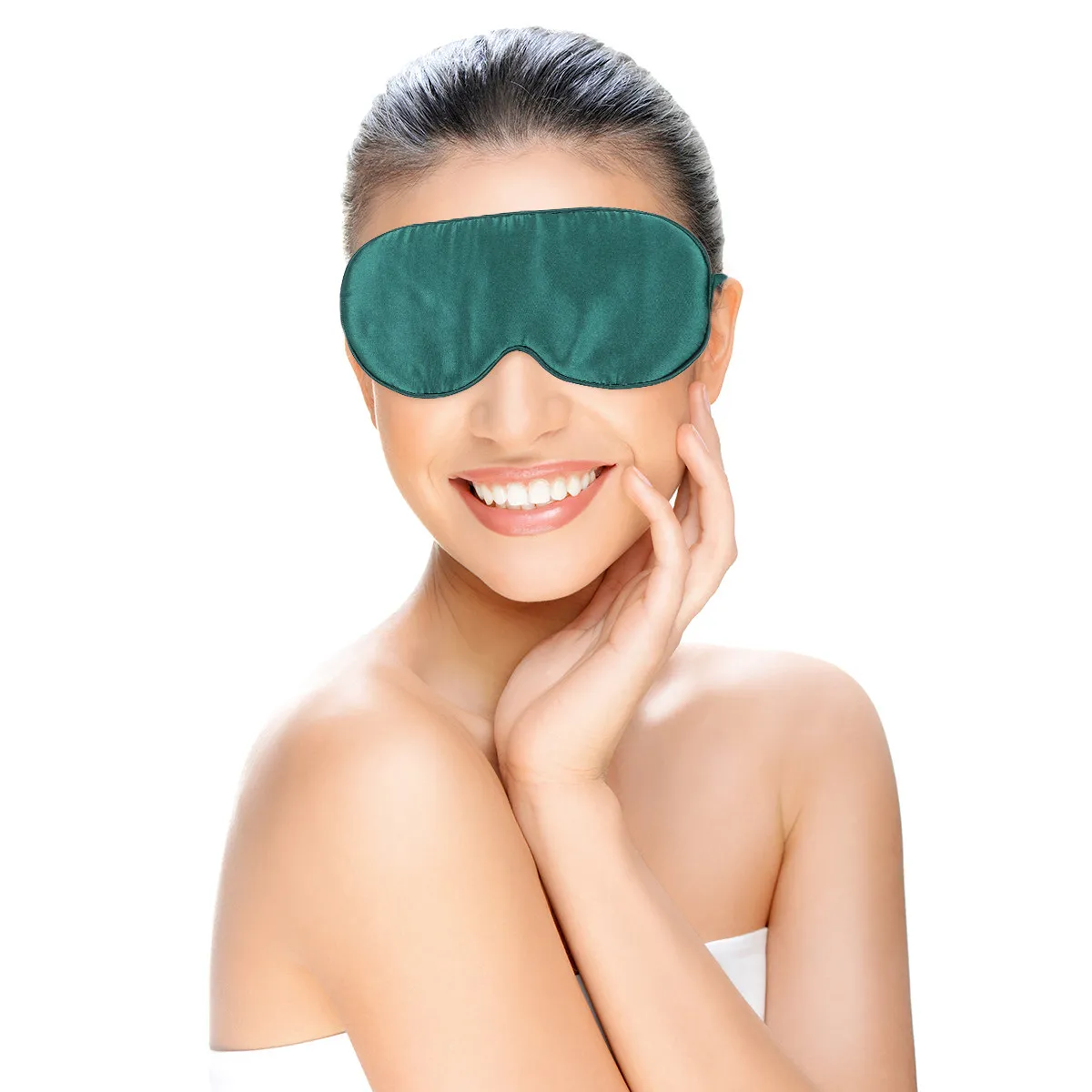 1Pcs Silk Sleeping Eye Mask for Men Women Dark Green Lightweight Soft Shading Eyepatch Comfortable Nose-Fit Travel Home Hotel