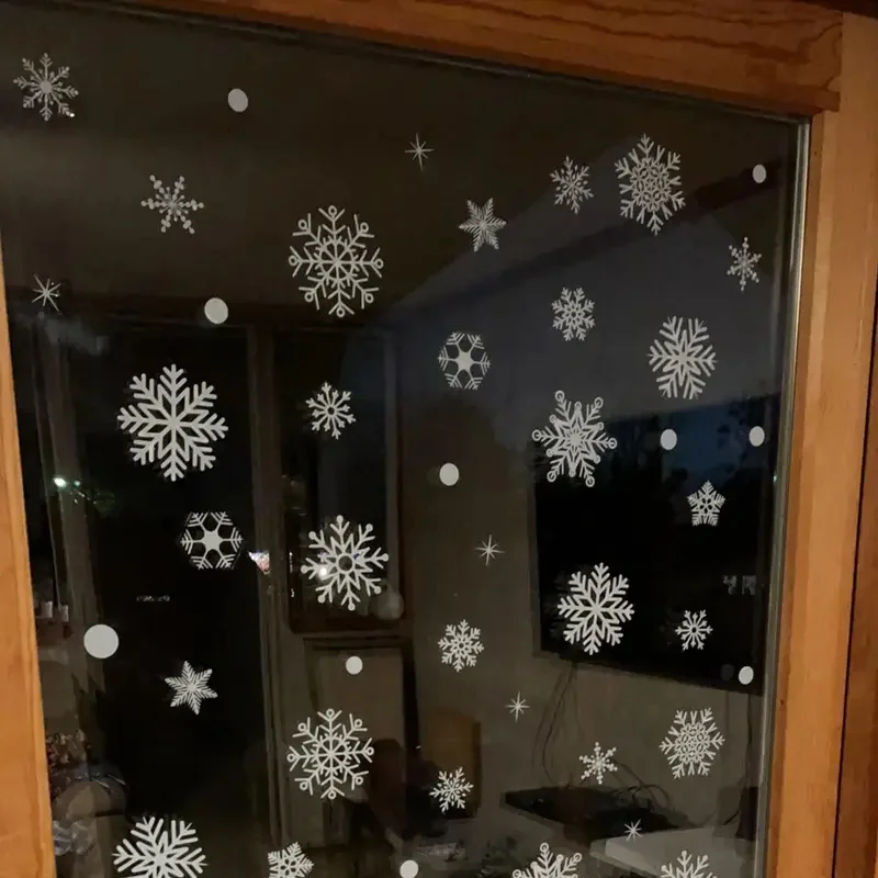 114 Teile/satz Weihnachten Schneeflocke Aufkleber Dekoration Set, Weiße Weihnachten Thema Aufkleber, Winter Schneeflocke Party Aufkleber – Detail 5