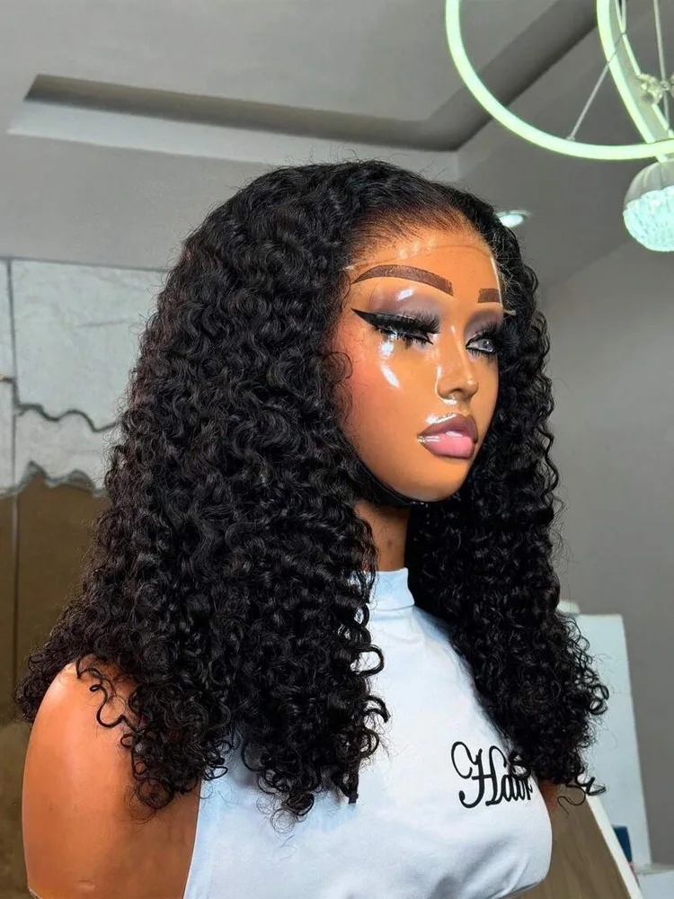 باروكات مجعدة شعر بشري للنساء 250 كثافة 13x4 مجعد HD الدانتيل الجبهة الباروكات شعر الإنسان مع نهاية دوامة موجة المياه الدانتيل شعر مستعار أمامي