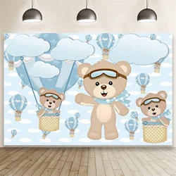 Kid Backdrops For Photography Teddy Bear Hot Air Balloon Customized Poster Birthday Party Baby Shower Photographic Background