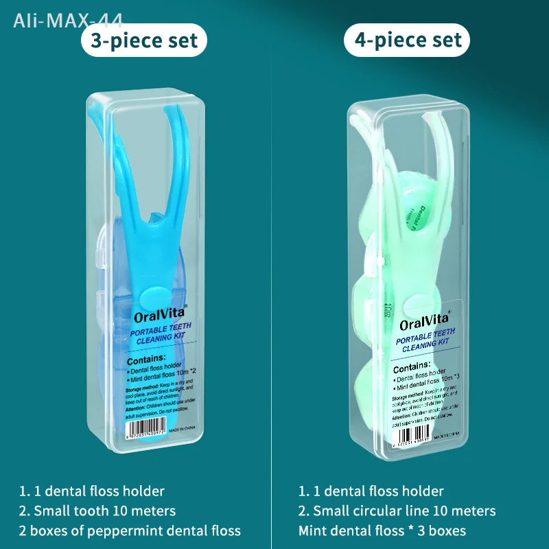 Hilo dental de 10 m con soporte y caja de almacenamiento, palillos de limpieza dental, herramienta reutilizable con mango reemplazable para aparatos dentales