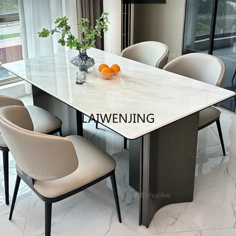 

CF microcrystalline stone dining table and chairs high-end combination modern simple natural marble dining table dinner