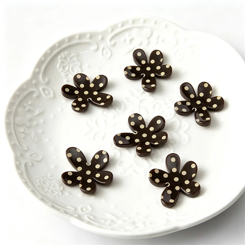 New arrived 40pcs/lot color dots pattern print cartoon flowers shape acrylic floral diy jewelry garment hair accessory