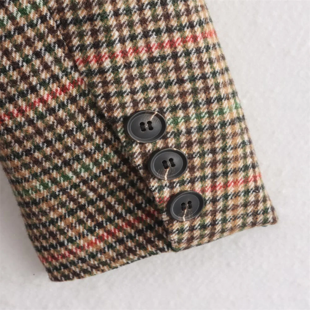 خريف منتج جديد أزياء المرأة ألف الطيور شبكة الراقية الملمس منقوشة سترة بدلة غير رسمية من الصوف