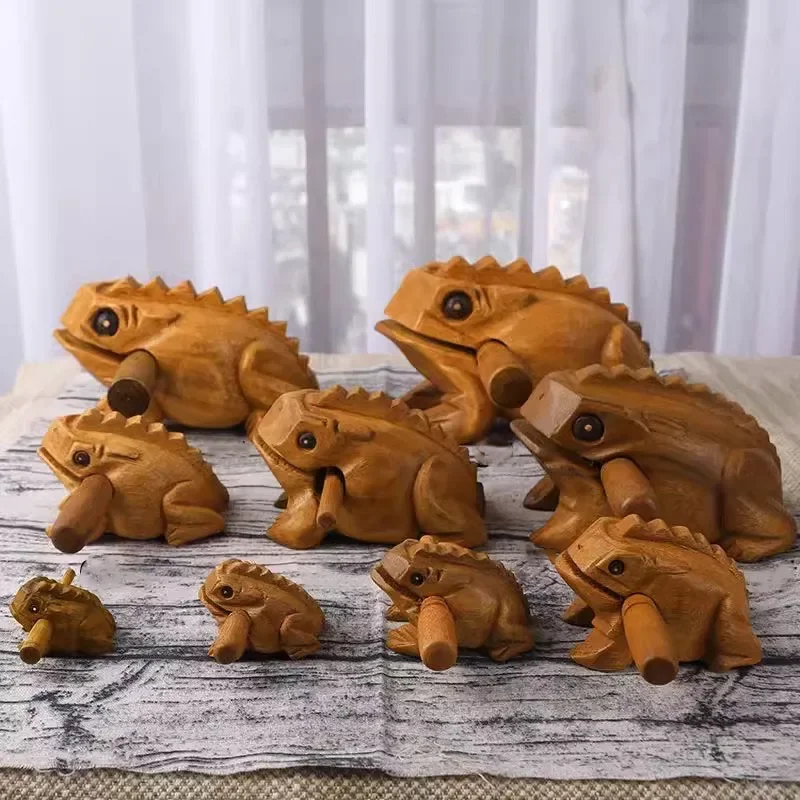 Wooden Lucky Frog Toy For Kids Money Frog Clackers Musical Instrument Percussion Toy Gift Home Art Decoration Feng Shui