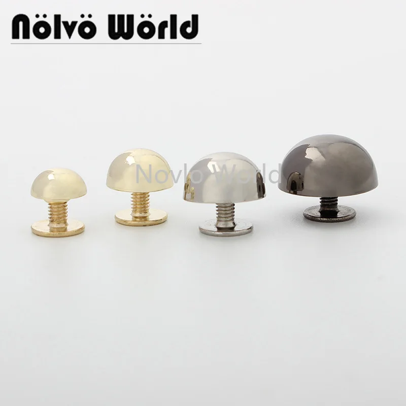 50 pieces 4 colors 4 size 8mm 10mm hollow round mushroom metal stud for bags hardware screw rivet studs