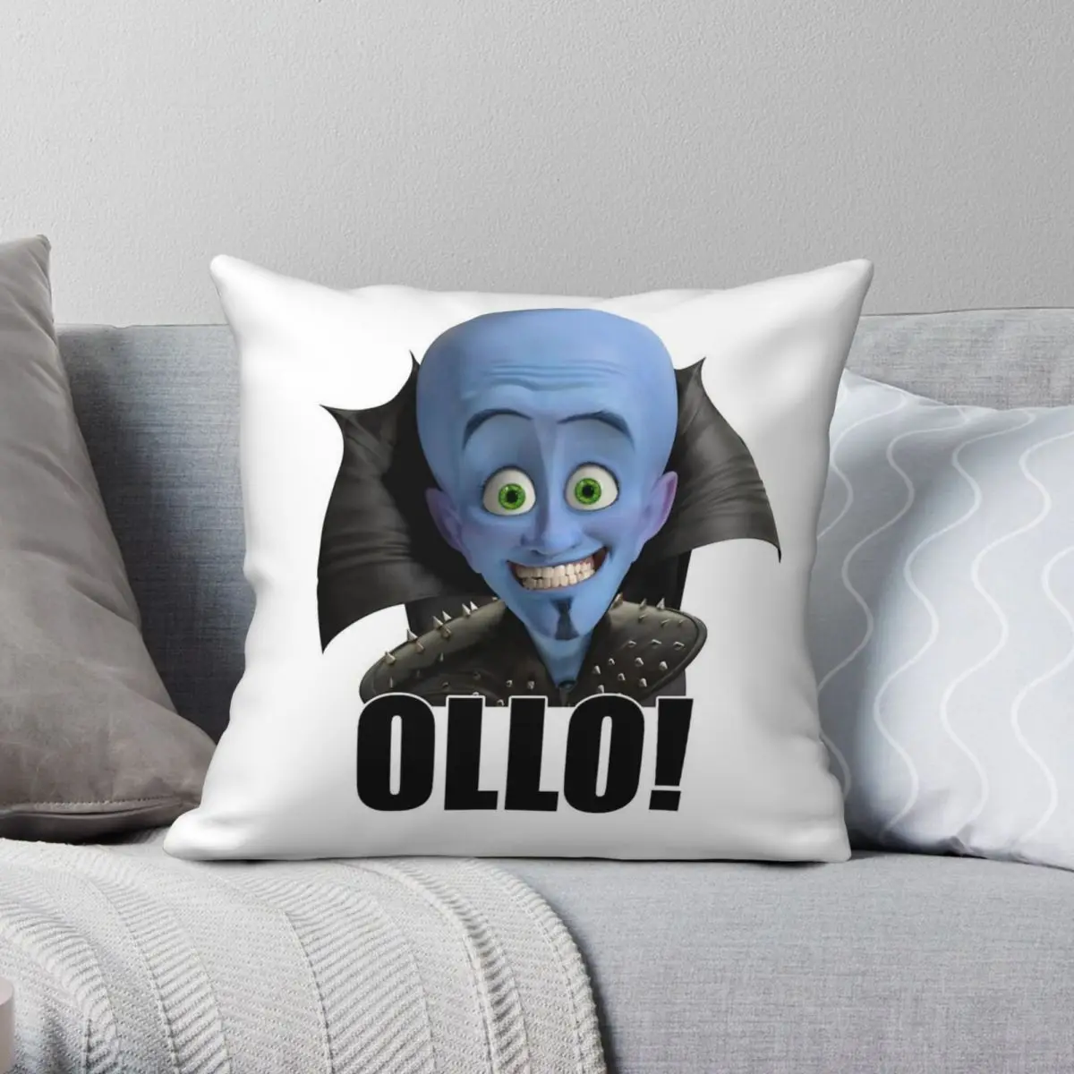 Megamind Will Ferrell Ollo Square Pillowcase Polyester Linen Velvet Pattern Zip Decor Sofa Cushion Cover