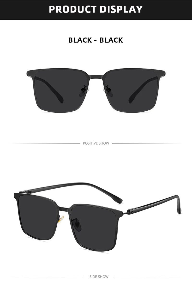 Ultra Licht Edelstahl Polarisierte Sonnenbrille Männer Hohe Qualität Metall Quadrat Männliche Sonnenbrille Mode Sommer Driving Shades UV400 – Detail 12