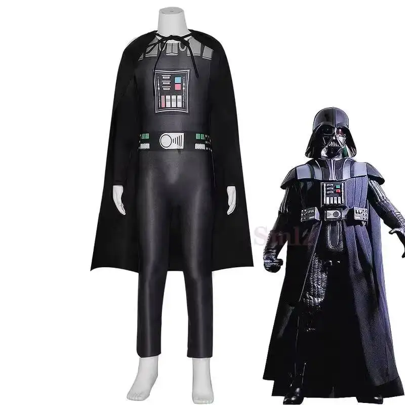 

Halloween Reneefor For Kids Black Darth Jumpsuit Outfit Vader Cosplay Boys Birthday Party Costume