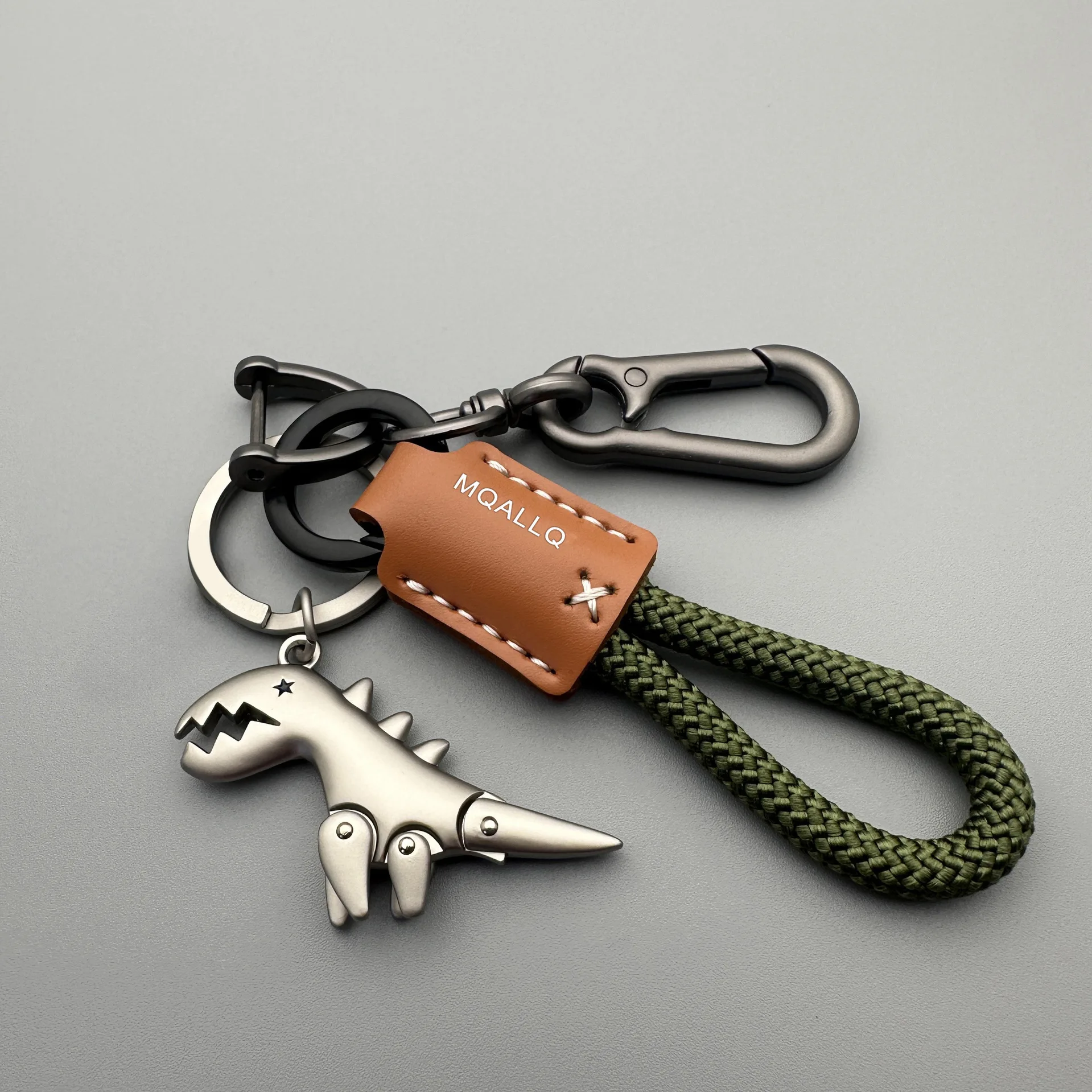 Motorcycle Decoration Accessories and Car Keychain Single Leather Woven Rope Metal Keychain Handbag Pendant Small Gift image 5