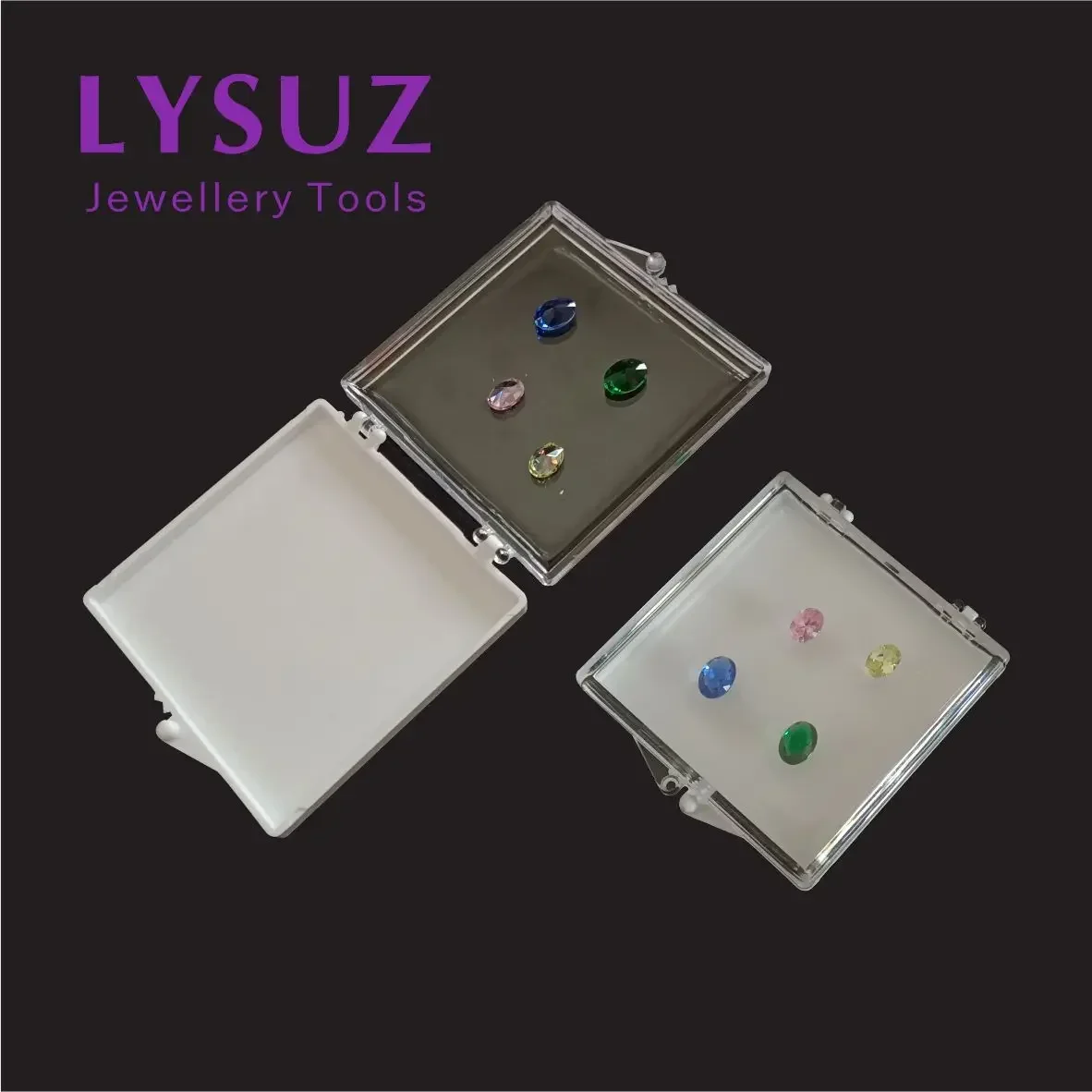 Scatola di gemme adesive scatola di esposizione di diamanti vetrina vassoio di imballaggio gioielli acrilico appiccicoso piccola modellazione di pietre preziose