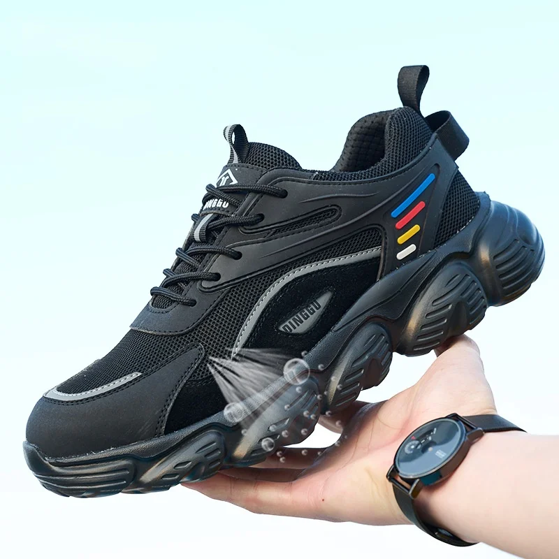 men fashion breathable steel toe cap work safety shoes worker tooling security boots designer safe sneakers protect footwear man