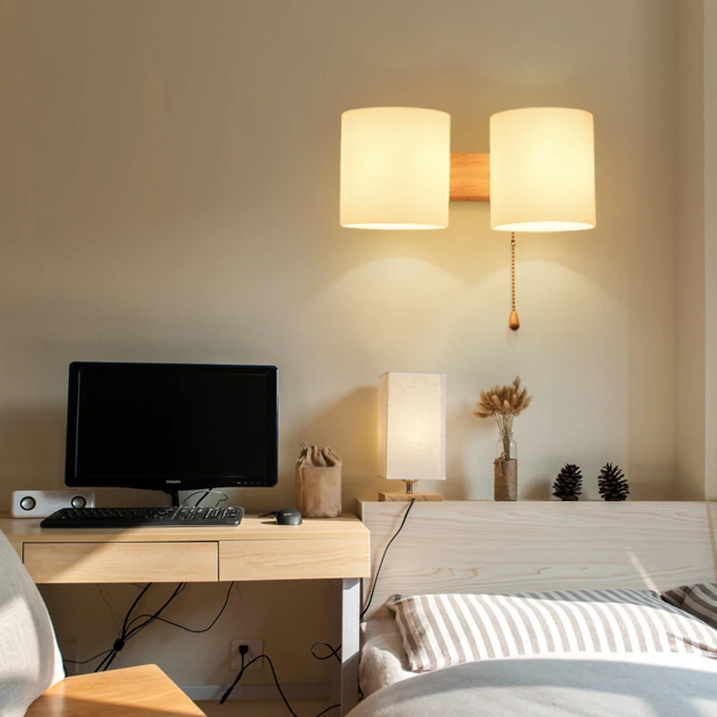 

Best wood and glass materials, minimalist design E27 light source interior wall lamp