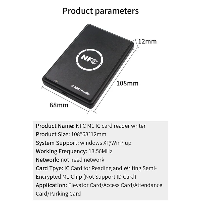 NFC IC Card Reader / Writer Copier Duplicator 13.56Mhz Mifare RFID Inductive Card Integrated Copy Card USB Reader with Software