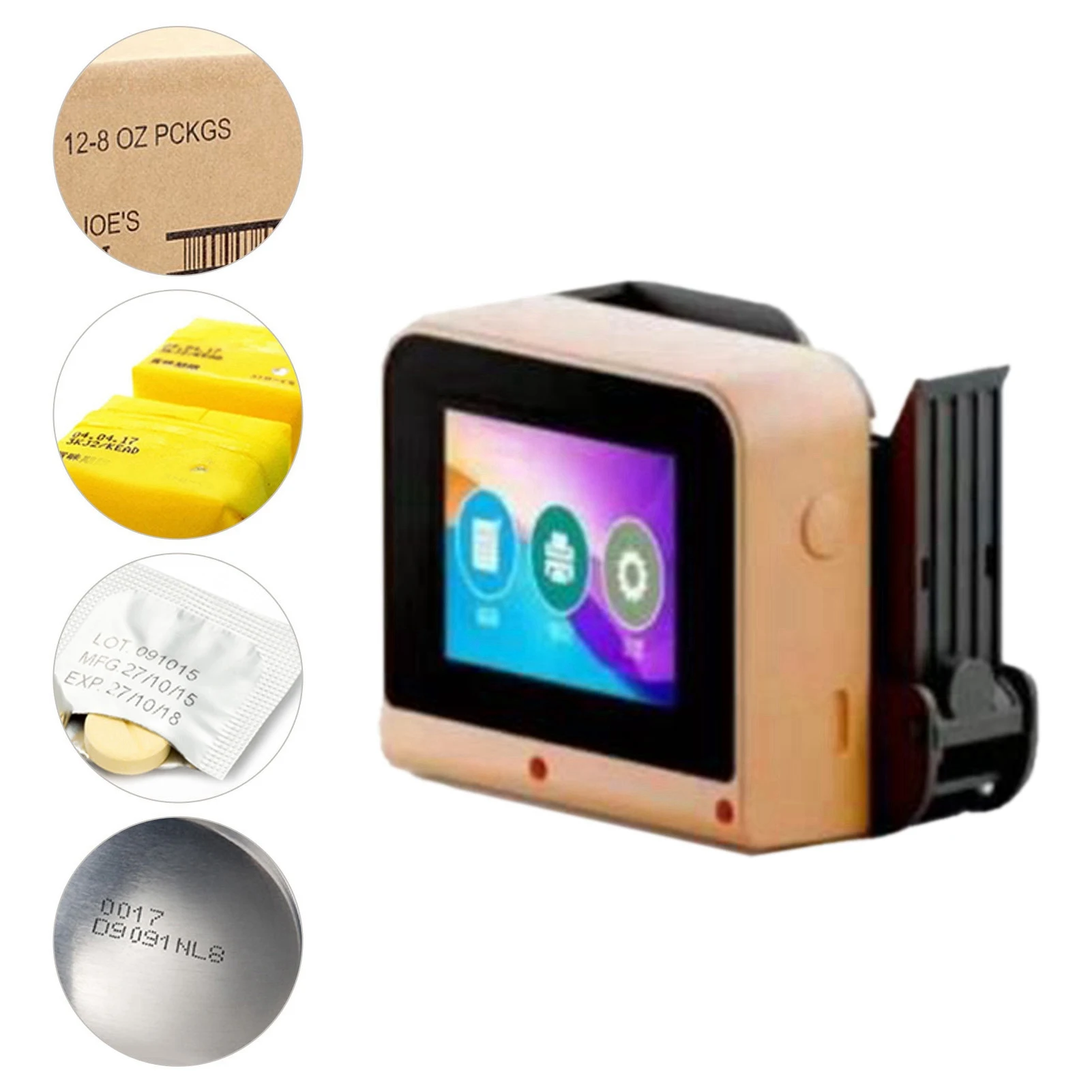 インクジェットプリンター ハンドヘルドインクジェットプリンター LEDタッチスクリーン 4カップ自動ポータブルインクジェット印刷機 LEDインクジェットプリンター