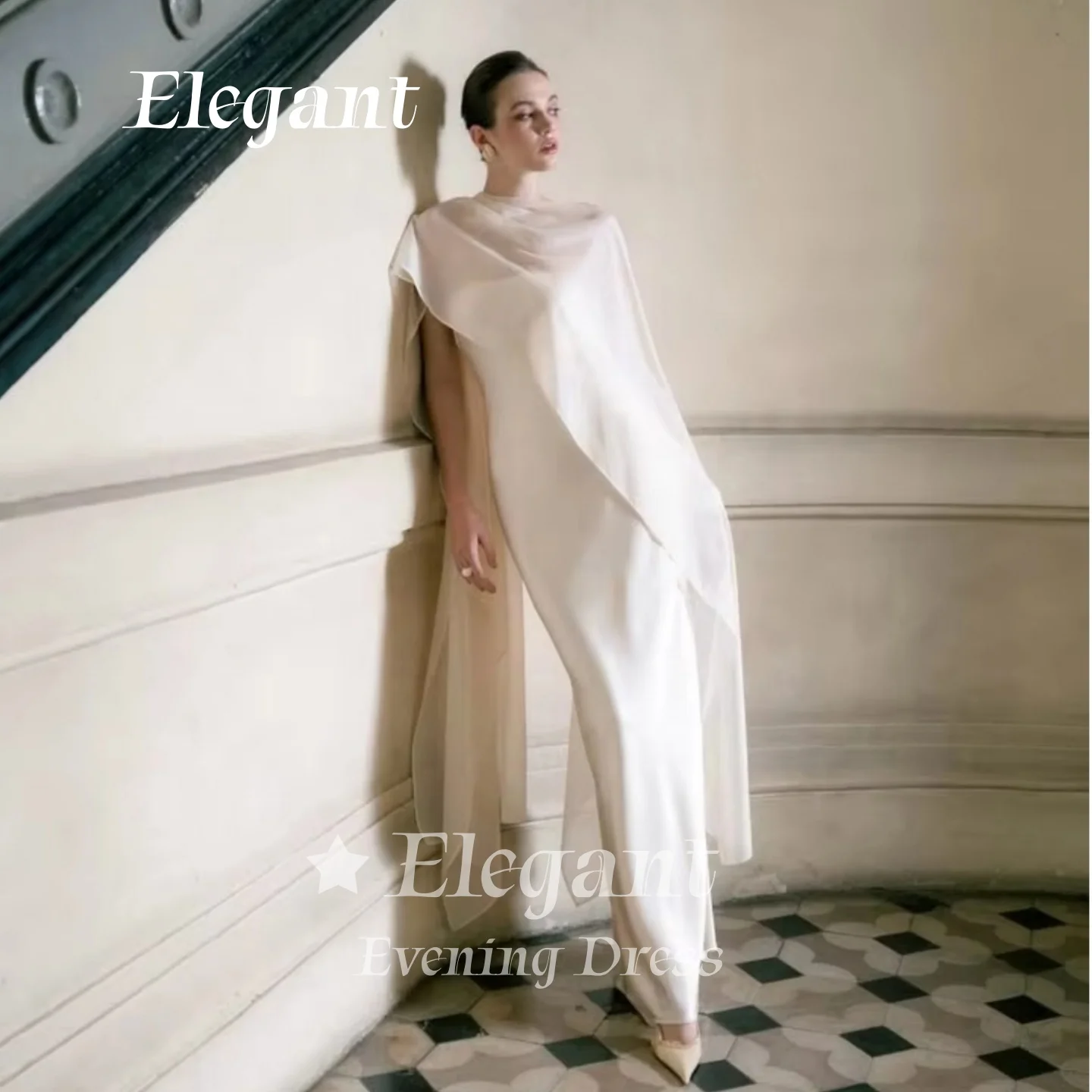 Dubai Elegant Prom Dresses Simply Draped Prom Gown White Chiffon O-Neck Saudi Arabia Wedding Party Dress Ball Gown 2026
