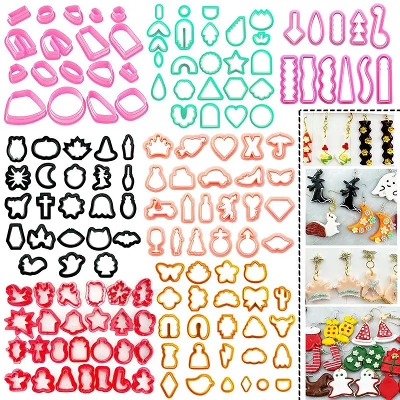 

【IIOO】1Set Polymer Clay Earring Cutter Multiple Shapes Clay Cutter Geometric Shape Clay Pendant Polymer Clay Tool Cookie Cutter