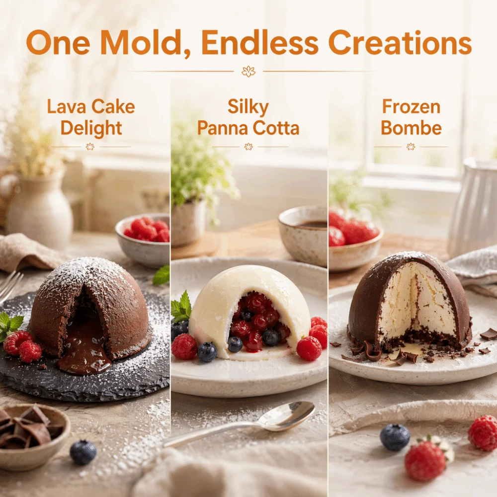 Aluminum Dome Cake Pan Non-Stick Shallow Half Sphere Half Sphere Mold Reflective Finish Open Hemispherical Bowl Cavity Cake Mold