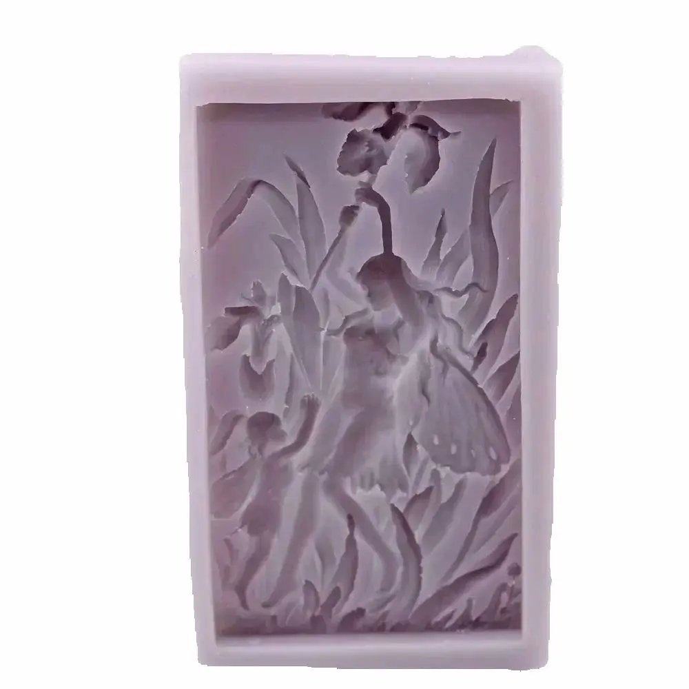 Garden Butterfly Fairies Silicone Fondant Mold Happy Sisters Frolic Flower Girl Chocolate Sugarcraft Baking Cake Topper Mould