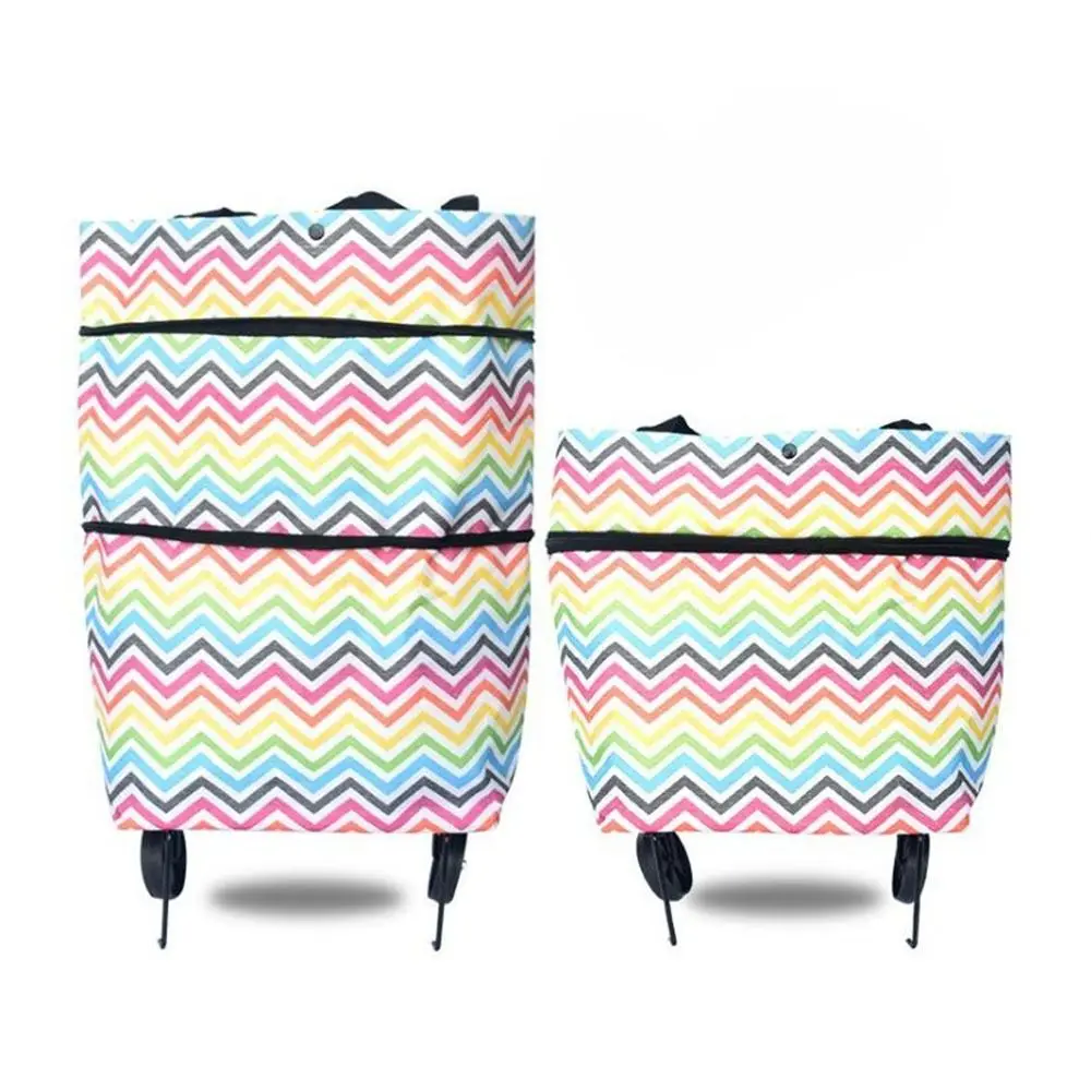 

Foldable Shopping Bag with Wheels Collapsible Shopping Cart Shopping Trolley Bag on Wheels Reusable Grocery Bags Travel Bag