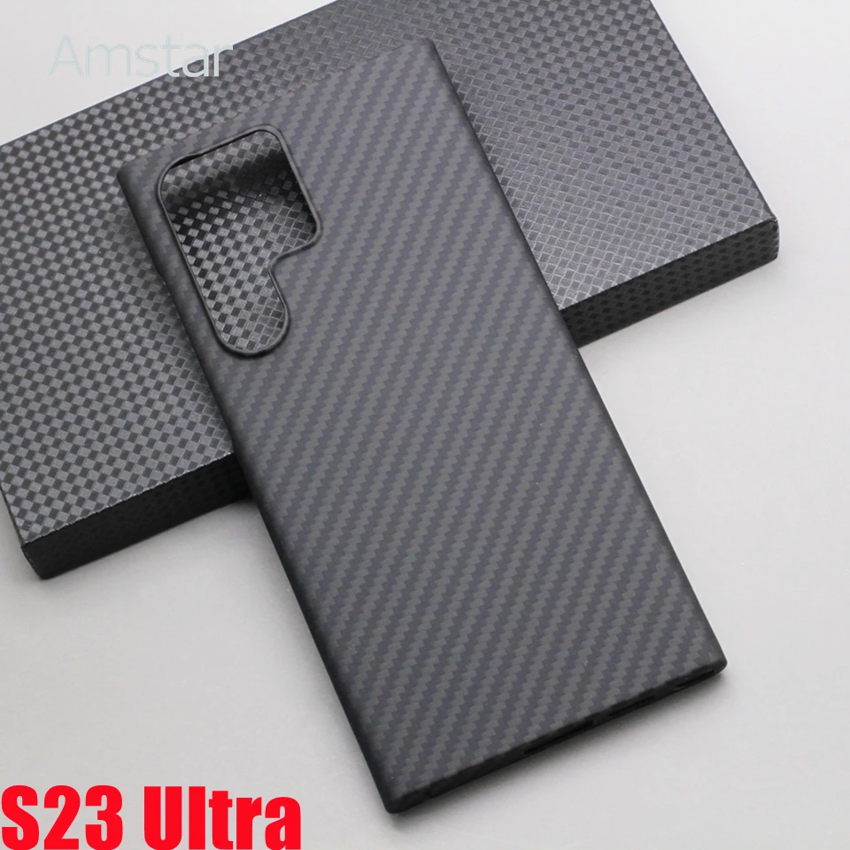 Amstar Carbon Fiber Phone Case for Samsung Galaxy S23 Plus / S23 Ultra Cases Premium Aramid Fiber Ultra-thin Galaxy S23 Cover