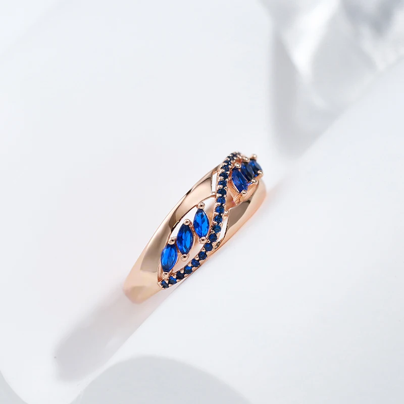 Kinel Hot Sparkling Purple Zircon Rings for Women Luxury 585 Gold Color Unusual Party Wedding Jewelry Daily Accessories