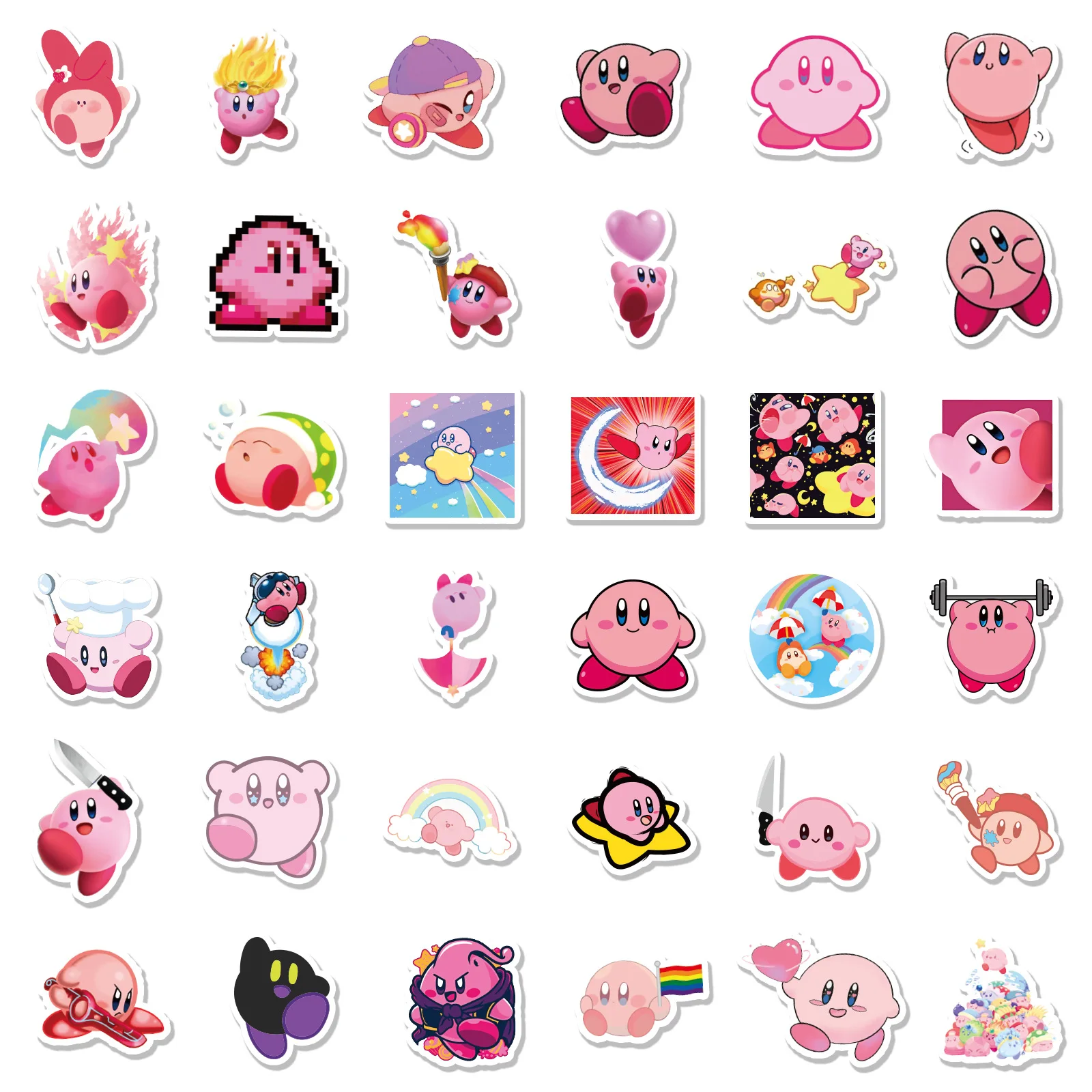 100pcs Kirby Stickers Pack Cute Anime Sticker Waterproof Phone Case Laptop Skin Kawaii Packaging Art Supplies Stationery