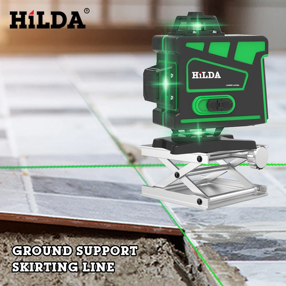 HILDA Laser Level Self-Leveling 360 Horizontal And Vertical Cross Super Powerful Green Laser Beam Line 3D /4D