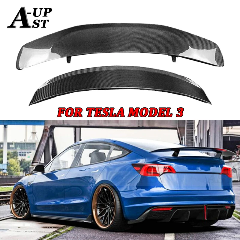 Carbon Fiber Tail fins Guide Wing For Tesla Model 3 Rear Trunk Spoiler Rear Wing Car Accessories Diverter Upgrade Body Kits