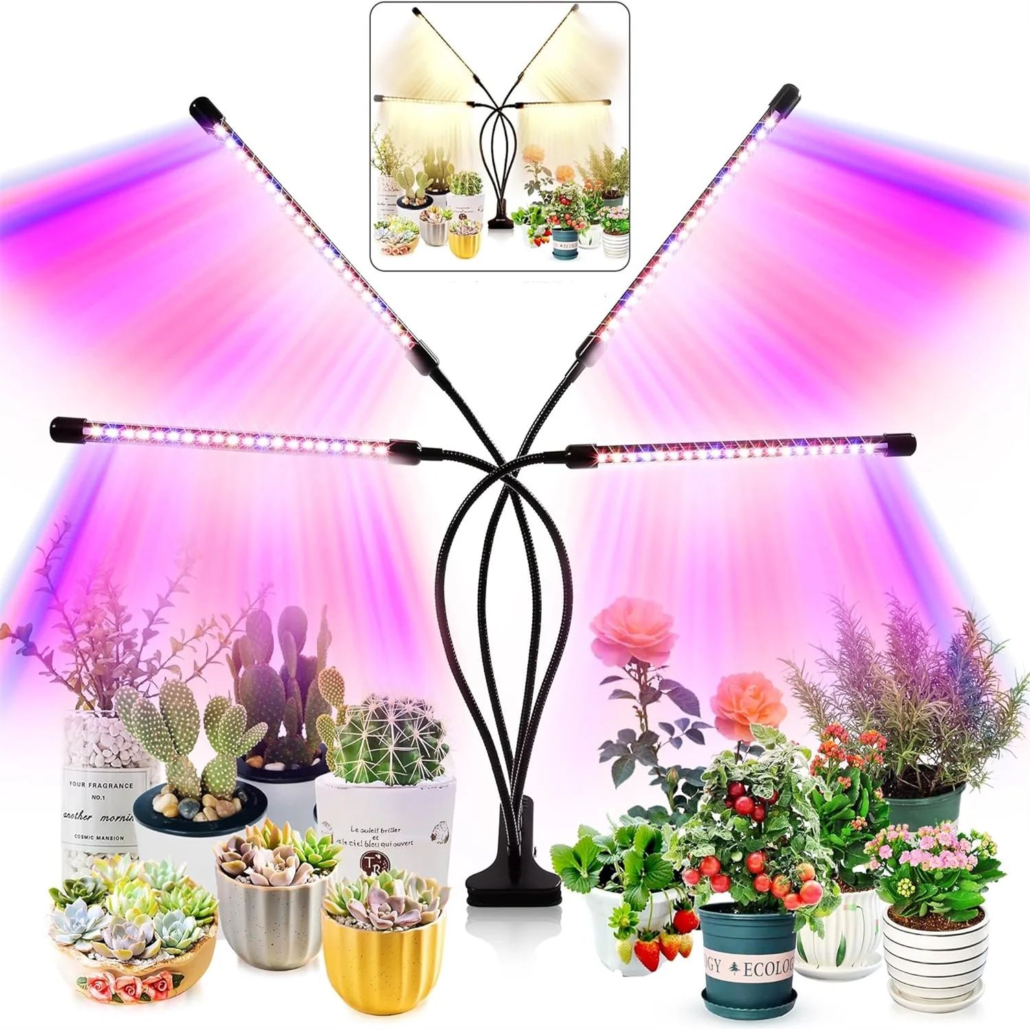 KEBINCPLED Desktop Clip Plant Grow Light USB 5V 3Colors Clip Lighting Indoor Hydroponics Flowers Potted Clip Plant Growth Lamp