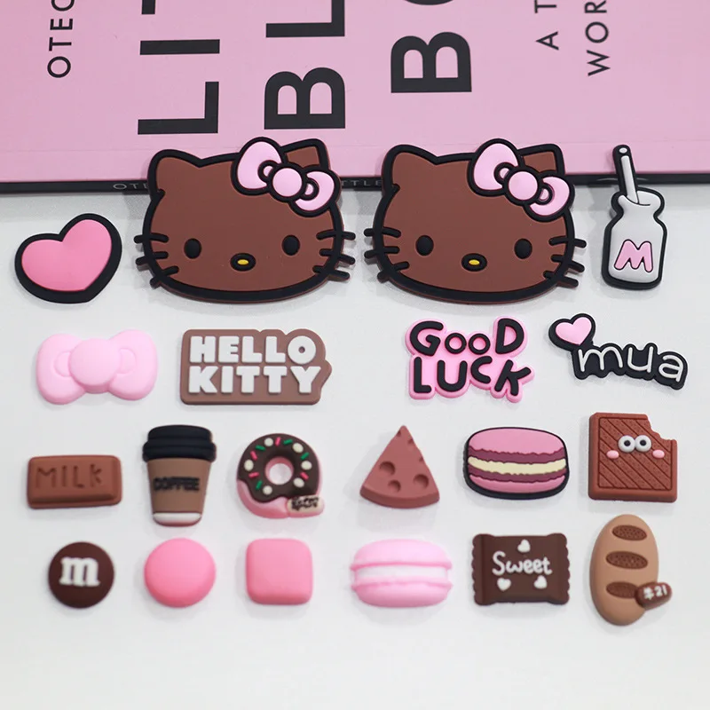 Tanned & beachy Hello Kitty Shoe Charms Set with Bowknots Fashionable Cartoon Accessories for Clogs & Sandals DIY Decor & Gifts