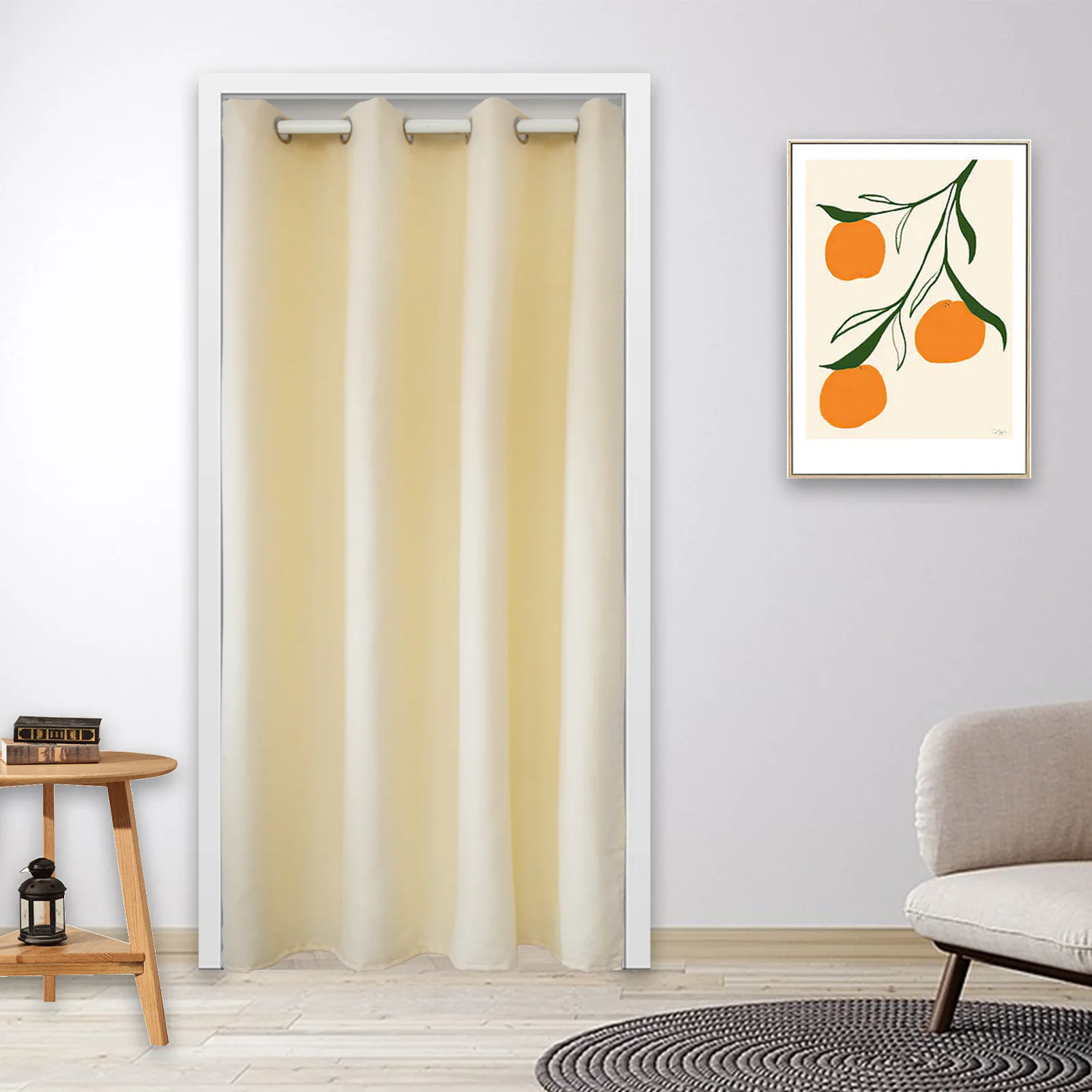 Cotton and Linen Brushed Door Curtain Privacy No-punch Hallway Wardrobe Curtain