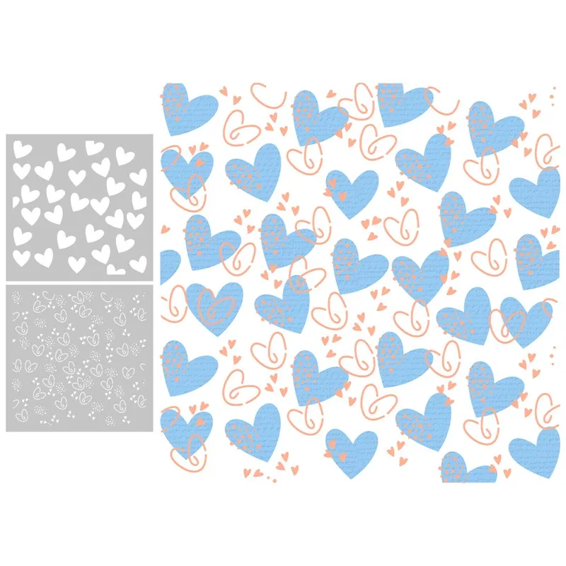 

2PCs Cartoon Love Hearts Plastic Stencils For Decor DIY Scrapbooking Supplies Stencil For Cards Albums Background