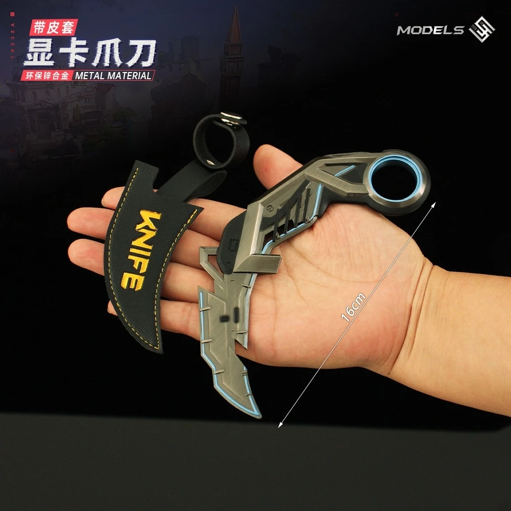 أجهزة الأجهزة الطرفية للعبة Valorant مقاس 16 سم، نموذج RGX 11z Pro Karambit، ألعاب سكاكين التدريب المصنوعة من خليط معدني، هدايا حرفية، مع حافظة جلدية غير حادة #5