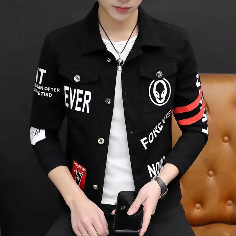 

Slim Fit Men's Denim Jaet Trendy Casual Sle Autumn New Arrival Student Top Wear Comfortable Cotton Polyester Blend