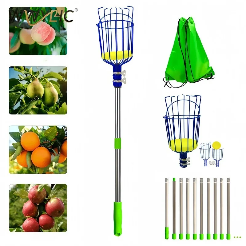 Stainless Steel High Altitude Fruit Picker Tool Suitable for  Pear Orange Peach Garden Orchard Fruit Harvesting