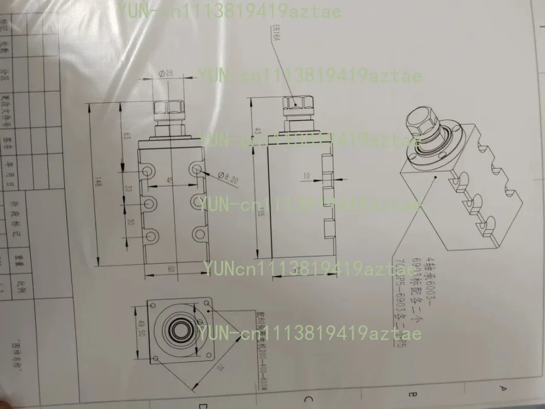 Square direct servo spindle, power head, car square head, side milling head